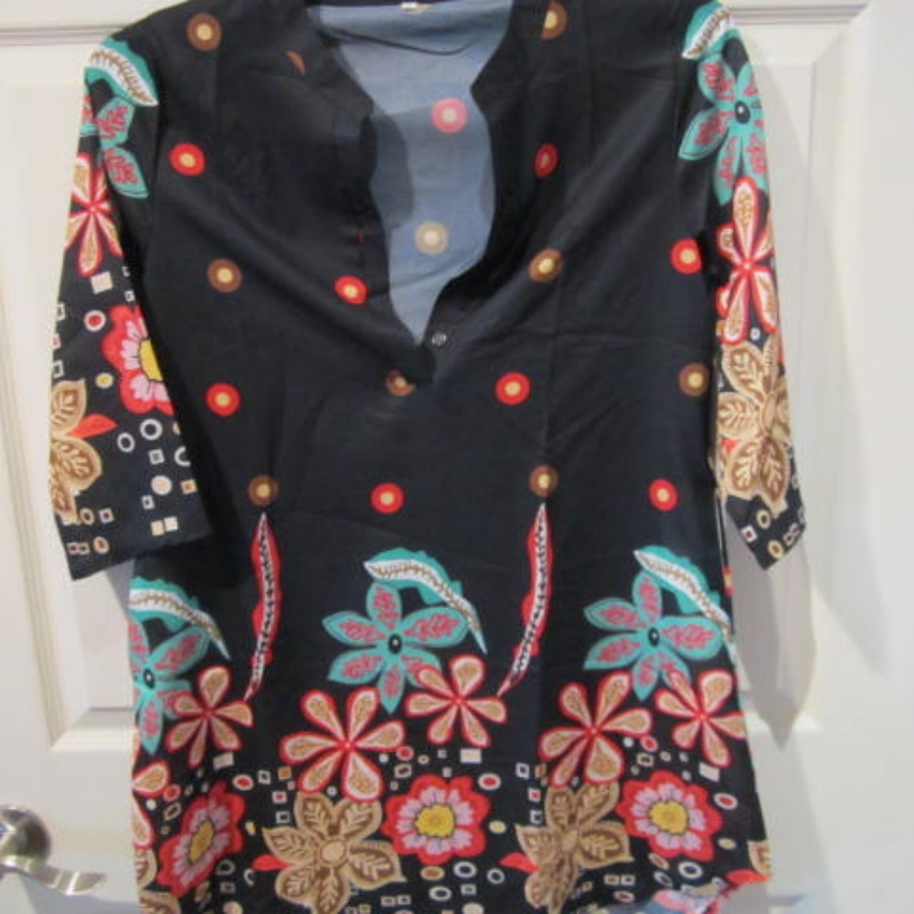 Boho floral tunic with pockets size XL